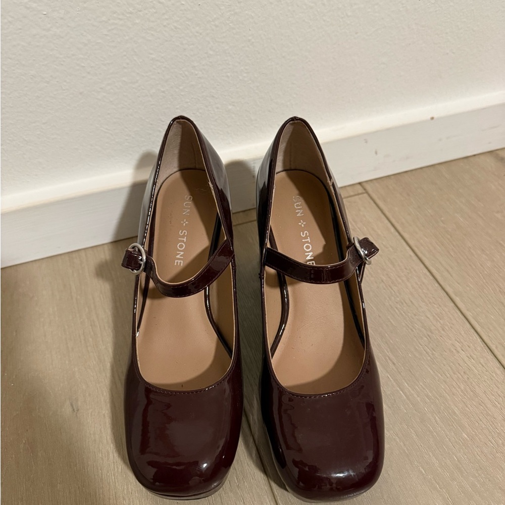 Sun + Stone Burgundy Mary Jane Pumps